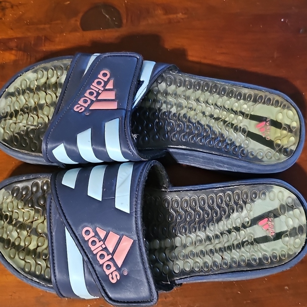 Adidas Navy and Pink Slide Sandals